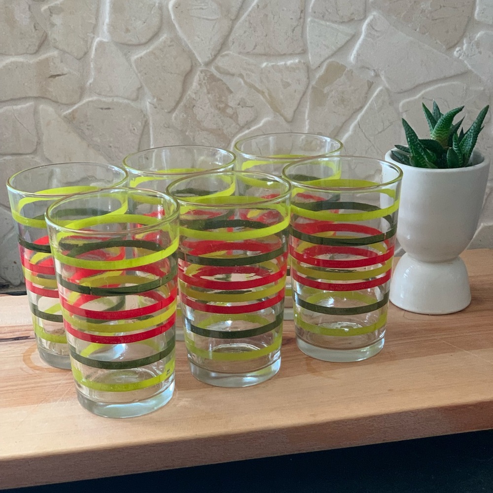 VINTAGE | Set of 6 | Striped Juice Glasses